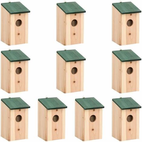 Casa para pájaros 10 unidades madera maciza de abeto 12x12x22cm vidaXL - Marrón