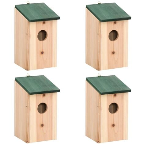Casa para pájaros 4 unidades madera 12x12x22 cm   - Beige
