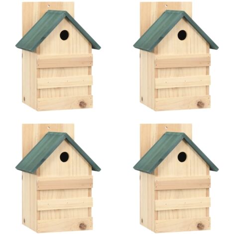 Casa para pájaros 4 unidades madera de abeto 23x19x33 cm vidaXL - Beige