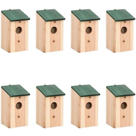 Casa para pájaros 8 unidades madera 12x12x22 cm vidaXL - Beige
