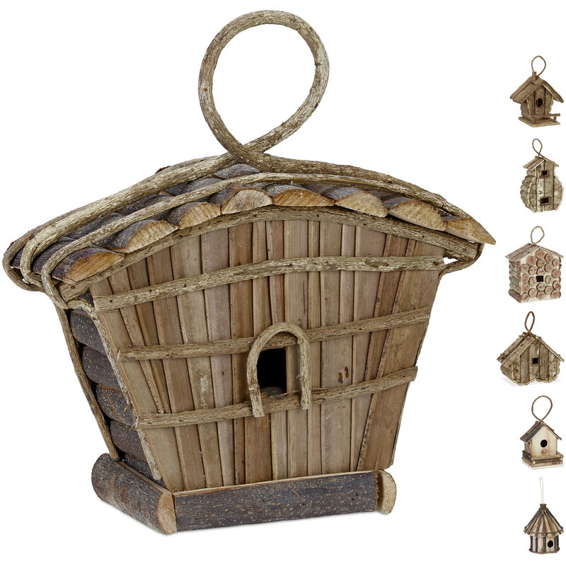 

Casa para pájaros para colgar, Madera natural, Decoración de exterior, 29x27x11 cm, 1 Ud., Marrón