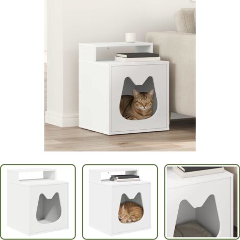 Casa per gatti in legno -  Casa per Gatti Bianco 42,5 x 40 x 53,5 cm Legno multistrato