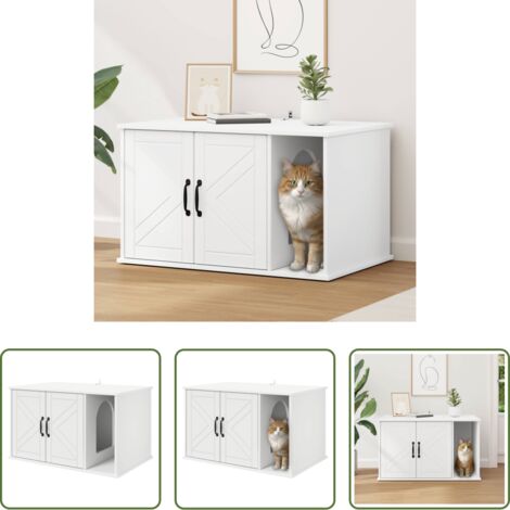 Casa per gatti in legno -  Casa per Gatti Bianco 85 x 55 x 50 cm Legno multistrato