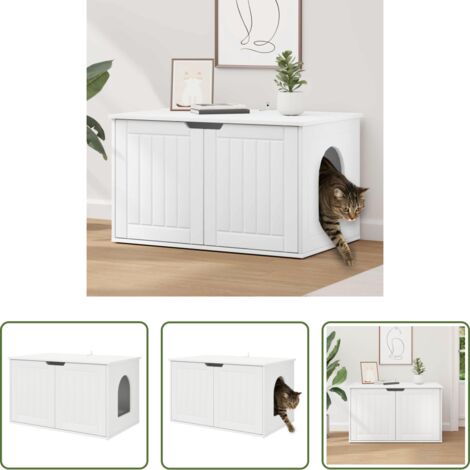Casa per gatti in legno -  Casa per Gatti Bianco 85 x 55 x 50,5 cm Legno multistrato