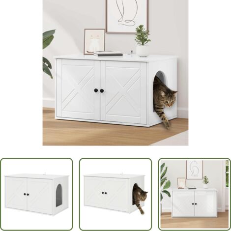 Casa per gatti in legno -  Casa per Gatti Bianco Lucido 85 x 55 x 50 cm Legno multistrato