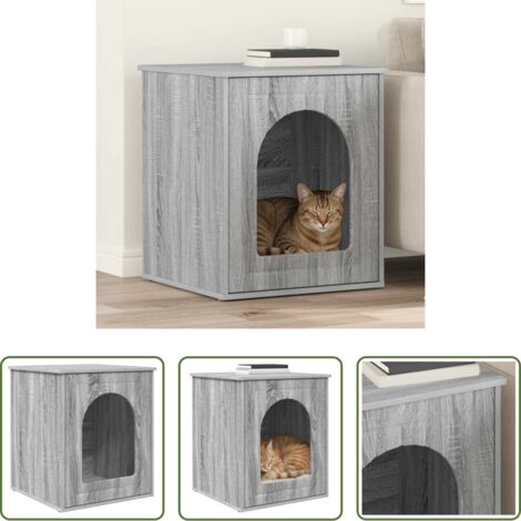 Casa per gatti in legno -  Casa per Gatti Grigio Sonoma 53 x 52 x 62 cm Legno multistrato