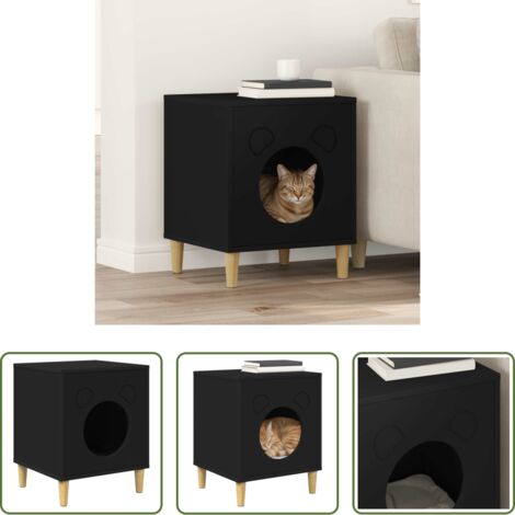 Casa per gatti in legno -  Casa per Gatti Nero 42,5 x 40 x 53 cm Legno multistrato