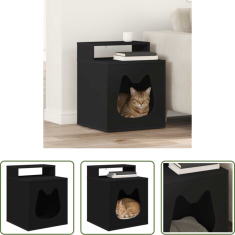 Casa per gatti in legno -  Casa per Gatti Nero 42,5 x 40 x 53,5 cm Legno multistrato