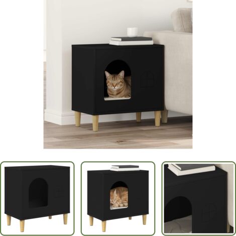 Casa per gatti in legno -  Casa per Gatti Nero 51 x 30 x 52 cm Legno multistrato