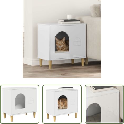 Casa per gatti moderna -  Casa per Gatti Bianco Lucido 51 x 30 x 52 cm Legno multistrato
