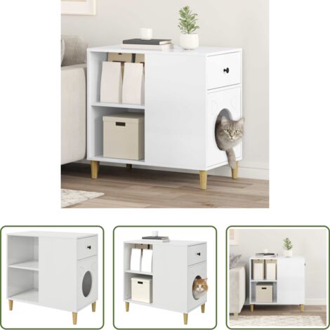 Casa per gatti moderna -  Casa per Gatti Bianco Lucido 72 x 42.5 x 70 cm