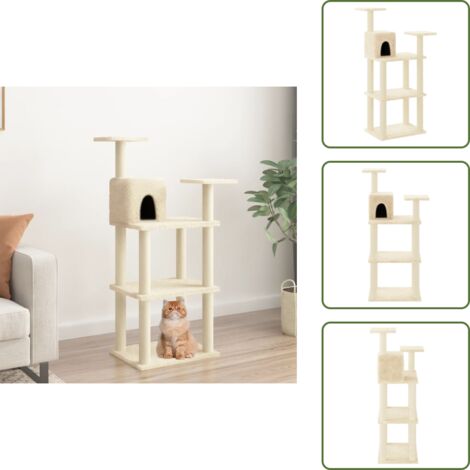 Casa per gatti - vidaXL Albero per Gatti con Tiragraffi in Sisal Crema 118,5 cm - Giocattolo per gatti