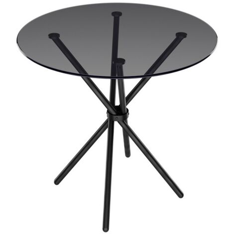 Casa Smoked Top Black Legs Dining Table - Glass - L90 x W90 x H74.5 cm