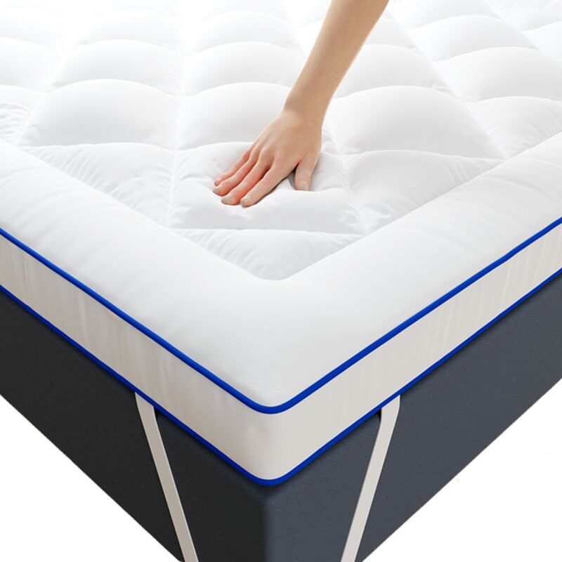 CASABEL Surmatelas Confort 180x200 Cm Respirant Microfibre - 1000gr - Liseré Bleu