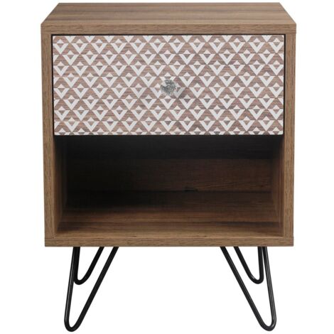 Casablanca 1 Drawer Lamp Table - Wood - L35 x W39 x H50 cm - Brown