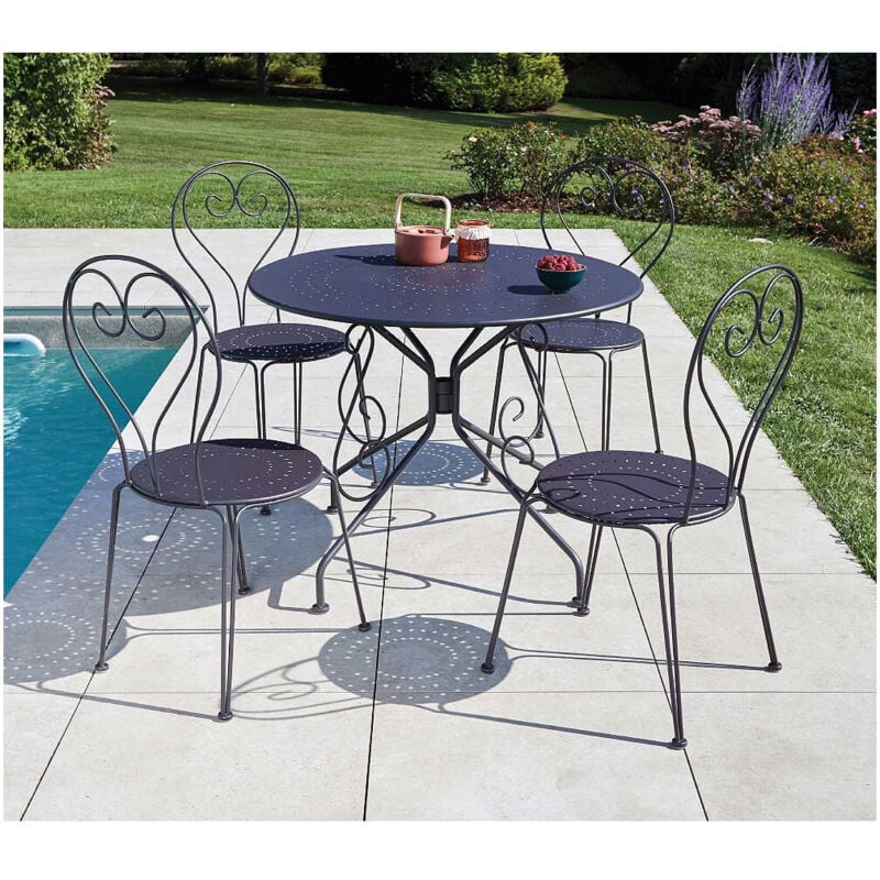 Casablanca - Ensemble table et chaises de jardin - 4 places - Anthracite