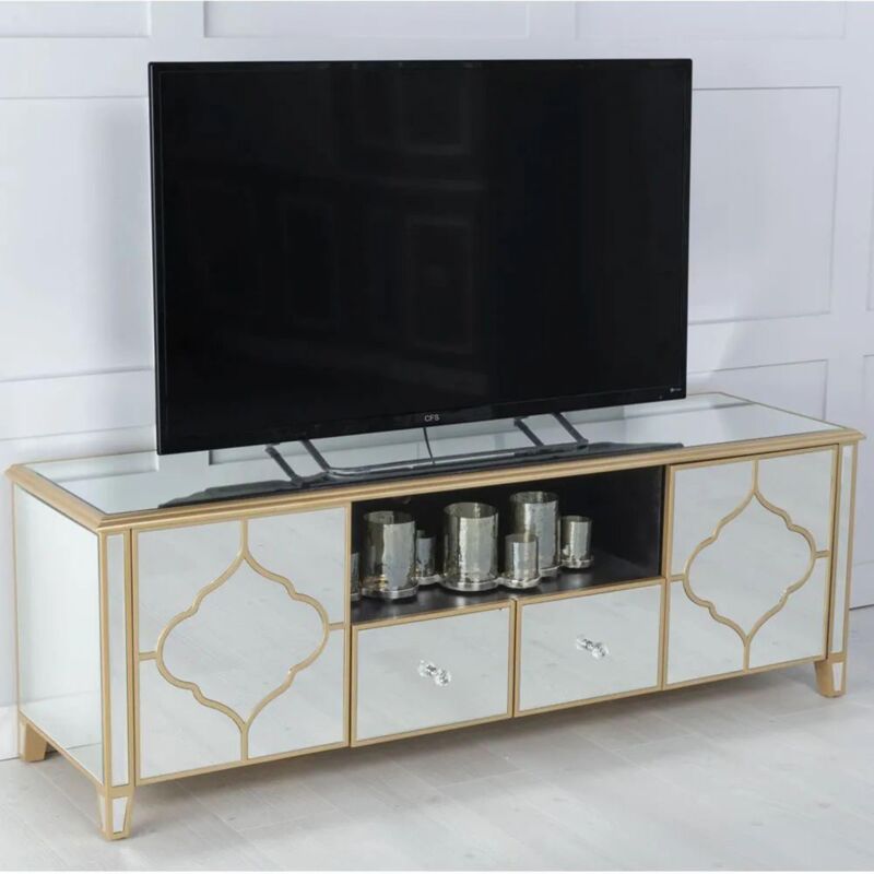 Urban Deco - Ferrara Mirrored Gold Trim tv Unit
