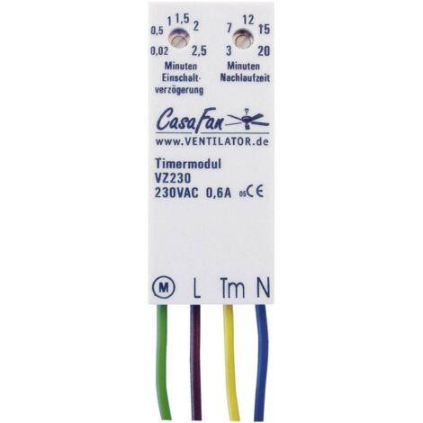 Casafan – Module minuterie blanc IP65 pour ventilateurs – Tension 230V – Charge 0,6A – Programmation 3 à 20 minutes - S89492