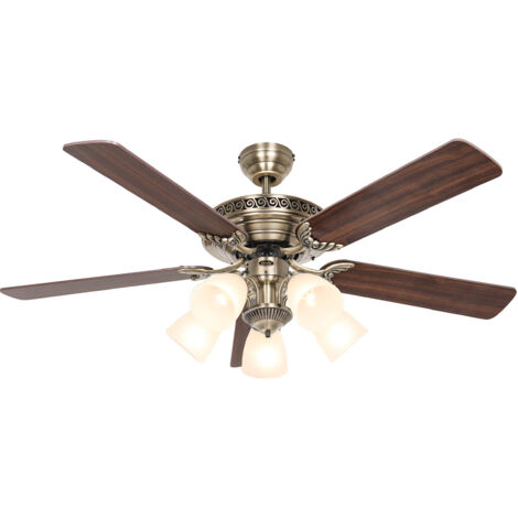 Casafan – Ventilateur de plafond 513243 132 cm avec lumière – 5 pales – Télécommande – Fonction d'inversion – Finitions chêne antique ou noyer