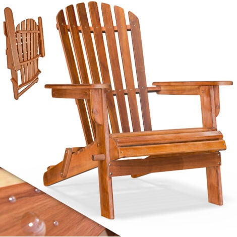 Casaira Chaise longue transat Adirondack en bois d'acacia Bain de soleil Siège de jardin pliable Extérieur balcon terrasse