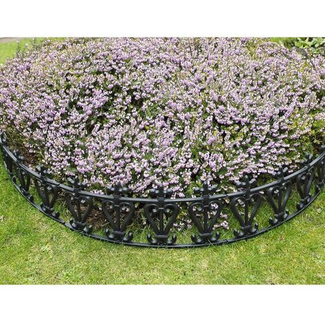 CASÂME - Barrière de jardin forme ronde - lot de 6 - Noir