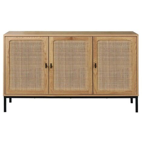 CASÂME - Buffet 3 Portes Cannage Rotin L120 cm - JAYA - Bois clair