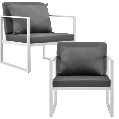 [casa.pro] 2 x sillón silla de jardín 70 x 60 x 60 cm set de 2 muebles de jardín para exterior blanco