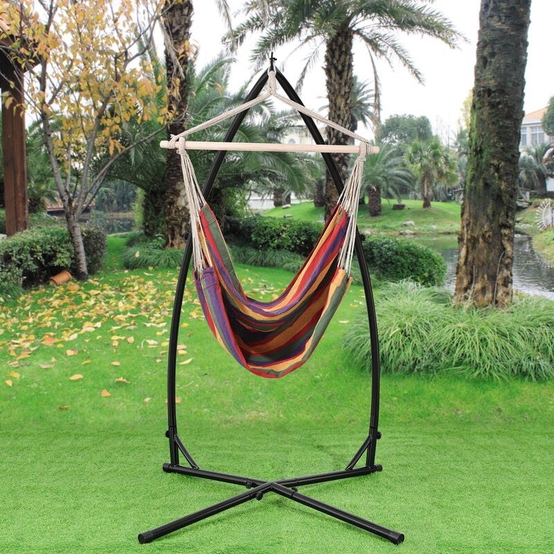 

Casa.pro - Hamaca XXL con soporte (100 x 100 cm) (de colores) silla colgante sillón colgante