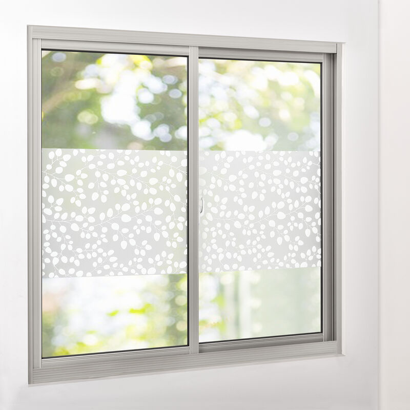 

Película protectora para ventana adhesiva estática vidrio esmerilado con motivos hojas (1 m x 4 m)