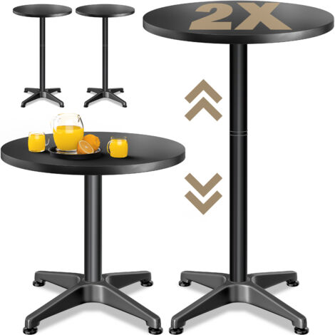 CASARIA® 2in1 Height Adjustable Bar Table 70-115cm  Aluminium Stainless Steel Round  Weatherproof Outdoor Indoor Camping Bistro Table  Balcony Garden Patio Furniture  2er Set Schwarz (de)