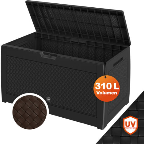 CASARIA® 310 Litre Garden Storage Chest with Rollers Hinged Lockable Lid Outdoor Cushion Box with Side Handles Weather Resistant 119x48x60cm Wicker - anthracite