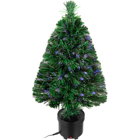 CASARIA® Albero di Natale 64,5 cm colori cangianti 9 effetti di luce diversi fibra ottica piccolo abete natalizio pino artificiale da tavolo