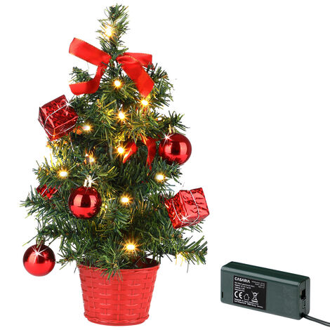 Casaria albero di Natale mini 26/36 cm abete artificiale luci LED alberello natalizio da tavolo