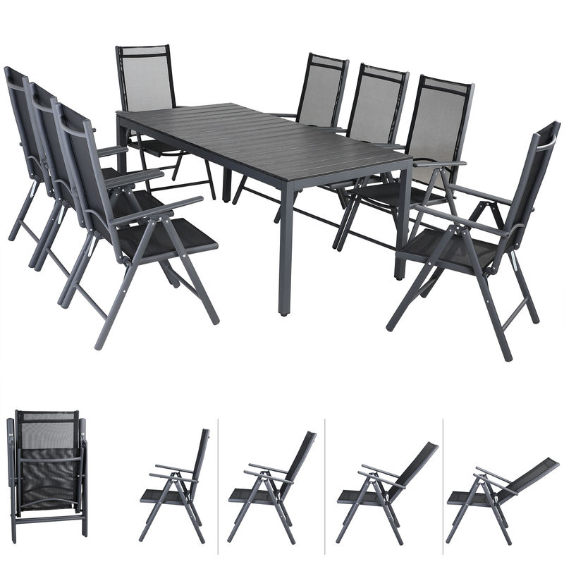 Casaria Alu Sitzgruppe Bern 8 Klappstühle + WPC ...