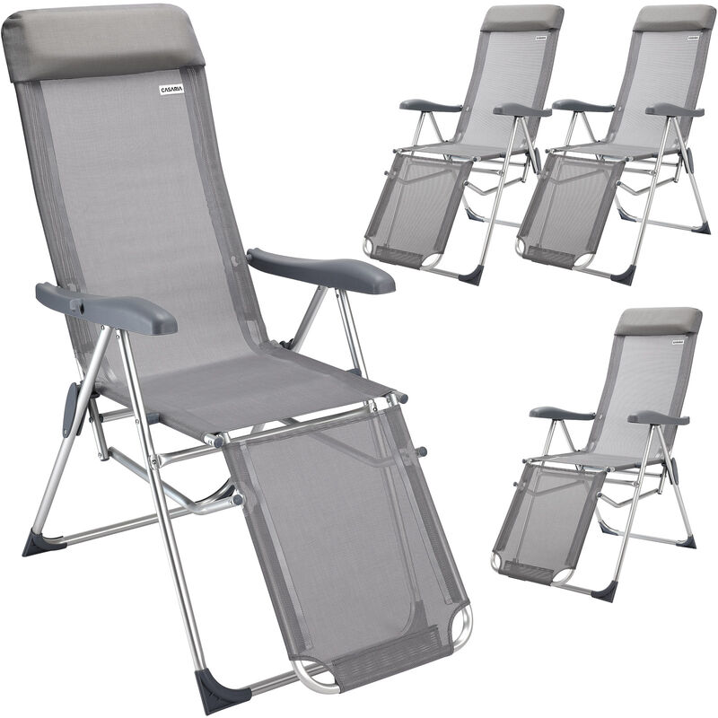 Aluminium High Back Folding Chair Set of 4 Folding Camping Garden Chair Model Selection - Casaria