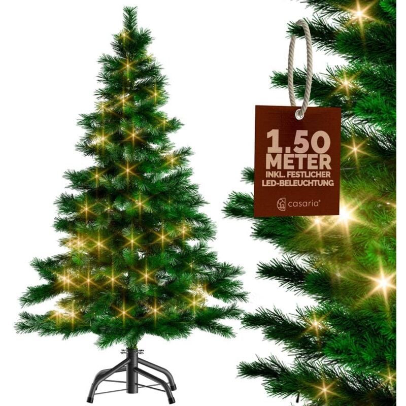 

Árbol de Navidad artificial Verde con soporte con luz LED iluminación interior para las fiestas - modelo a elegir Estándar 150cm