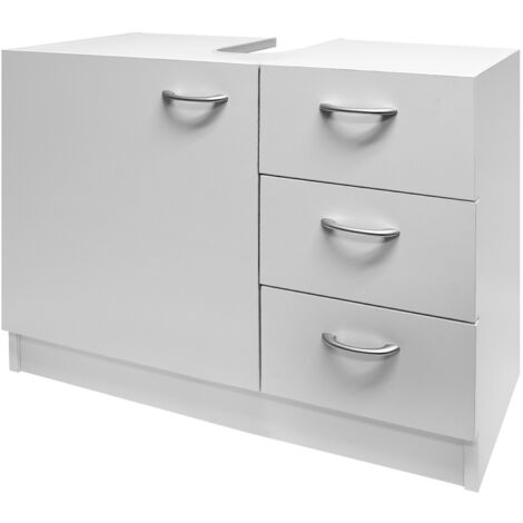 CASARIA® Armadietto Sottolavabo 63X54x30 Ripiano con Anta 3 cassetti Mobile da Bagno a Terra Mobiletto Sottolavandino Bianco