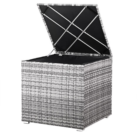 CASARIA® Auflagenbox 318L Polyrattan - Wetterfeste Garten Aufbewahrungsbox für Kissen & Sitzauflagen 75x75x70cm, für Balkon, Terrasse und Garten, UV-beständig Grau