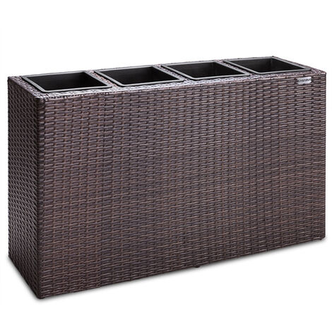 Casaria – Bac à fleurs en polyrotin 4 compartiments 95x27x60 cm – Résistant aux intempéries – Pots intérieurs amovibles – Pour jardin et balcon