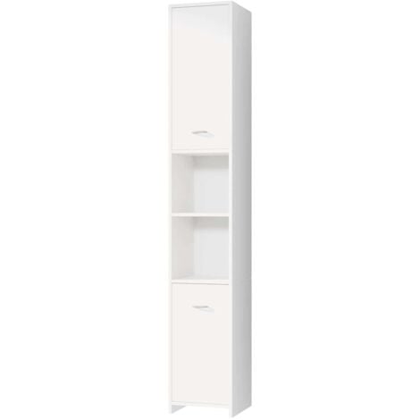 CASARIA® Bad Hochschrank Neapel 180x30x30cm 6 Fächer 2 Türen Badschrank Badezimmerschrank Badmöbel Schrank Regal Weiß