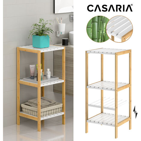 CASARIA® Badregal Bambus Ablagen Belastbarkeit 30kg Küche Kinderzimmer Wohnzimmer Bad Regal Bücherregal Holzregal Mehrzweckregal verschiedene Optionen  3 Ablagen