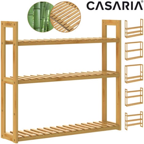 CASARIA® Badregal Holz Schwebend Küche 3 Ablagen 30kg Belastbar Regal 60x54cm Schmal Badezimmerregal Verstellbare Böden Wandregal Standregal Bambus