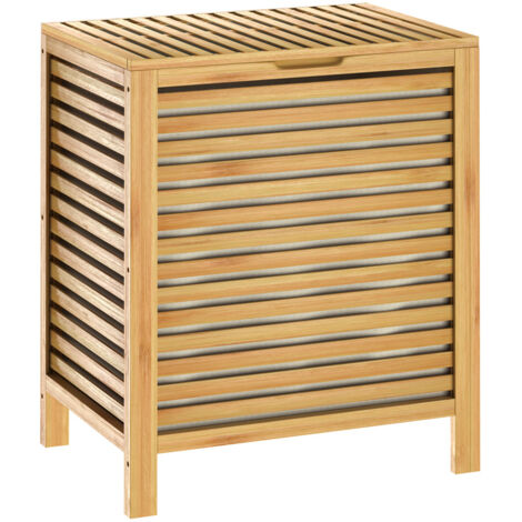 CASARIA® Bamboo Laundry Basket Removable Cotton Liner Ventilated Design to Prevent Odours Sturdy & Moisture-Resistant Ideal for Bathroom, Bedroom & More 1x