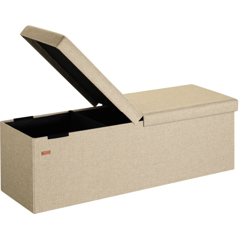 Casaria - Banc de rangement avec couvercle rabattable Siège pouf Coffre de rangement pliable pour salon chambre couloir xl - Beige (de)