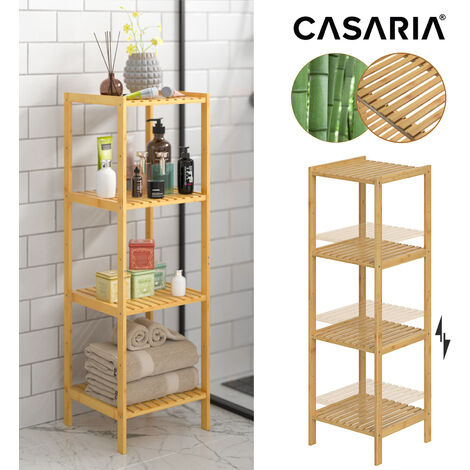 main image of "Casaria Bathroom Wooden Bamboo Rack Brown Kitchen Shelf"