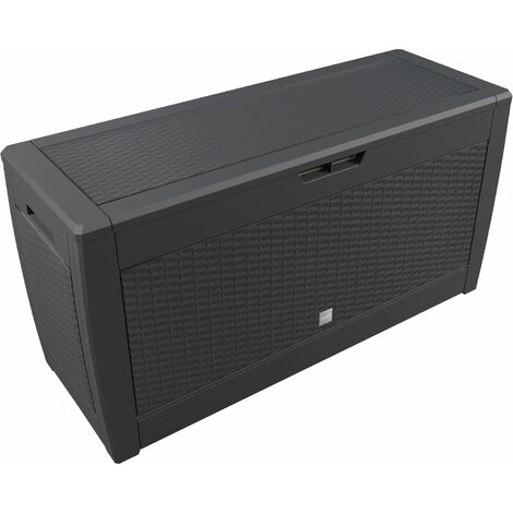 Casaria Baule da giardino 119cmx48cmx60cm con coperchio ribaltabile Contenitore per esterni box oggetti bauli terrazza Effetto rattan-antracite