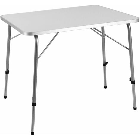 CASARIA® Campingtisch klappbar Klapptisch Camping Beine höhenverstellbar 80x54cm Holz Alu Tisch faltbar Weiß abgerundete Kanten Garten Balkon Picknick