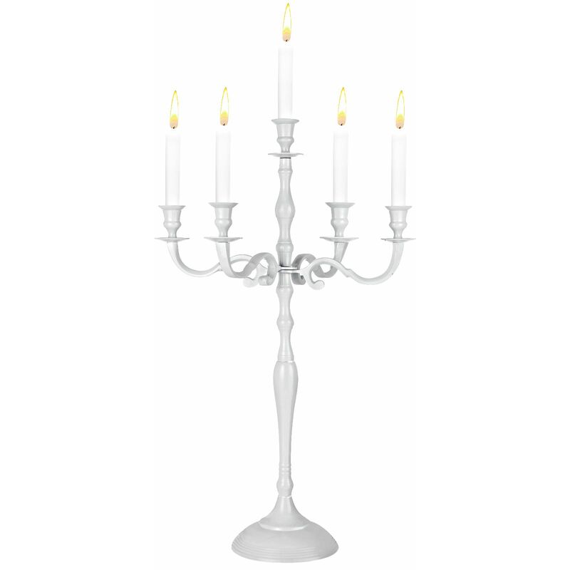 

Casaria Candelabro de 5 brazos de 3 tamaños y colores diferentes luz iluminación de interior decoración eventos Blanco 40cm, 107283 (de)