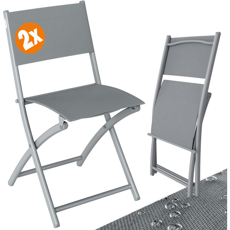 Casaria - Chaise de jardin pliante Gris max 130kg résistante 46x52x80cm chaise pliante balcon terrasse jardin meuble assise Gris, Set de 2