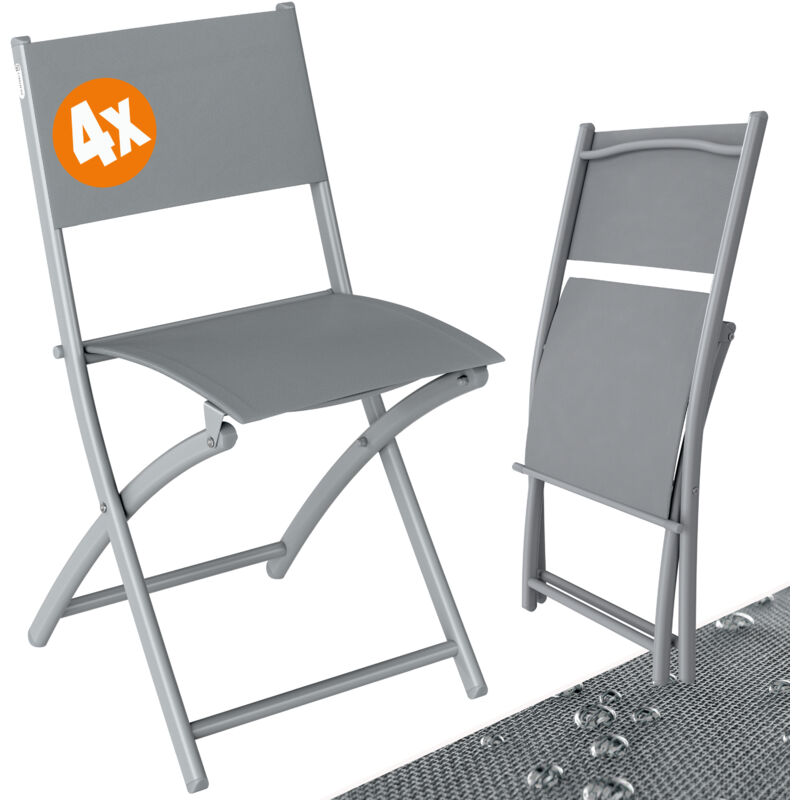 Casaria - Chaise de jardin pliante Gris max 130kg résistante 46x52x80cm chaise pliante balcon terrasse jardin meuble assise Gris, Set de 4